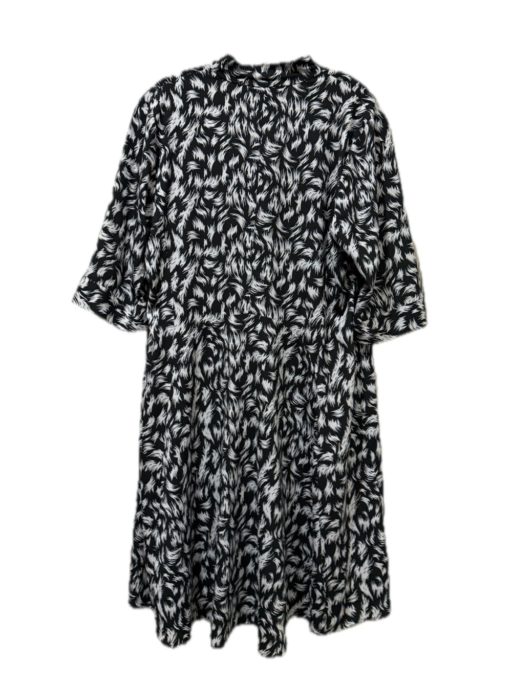 Derek Lam 50 US L/XL Black and White Abstract Print Deep V Dress B12 - Picture 3 of 7